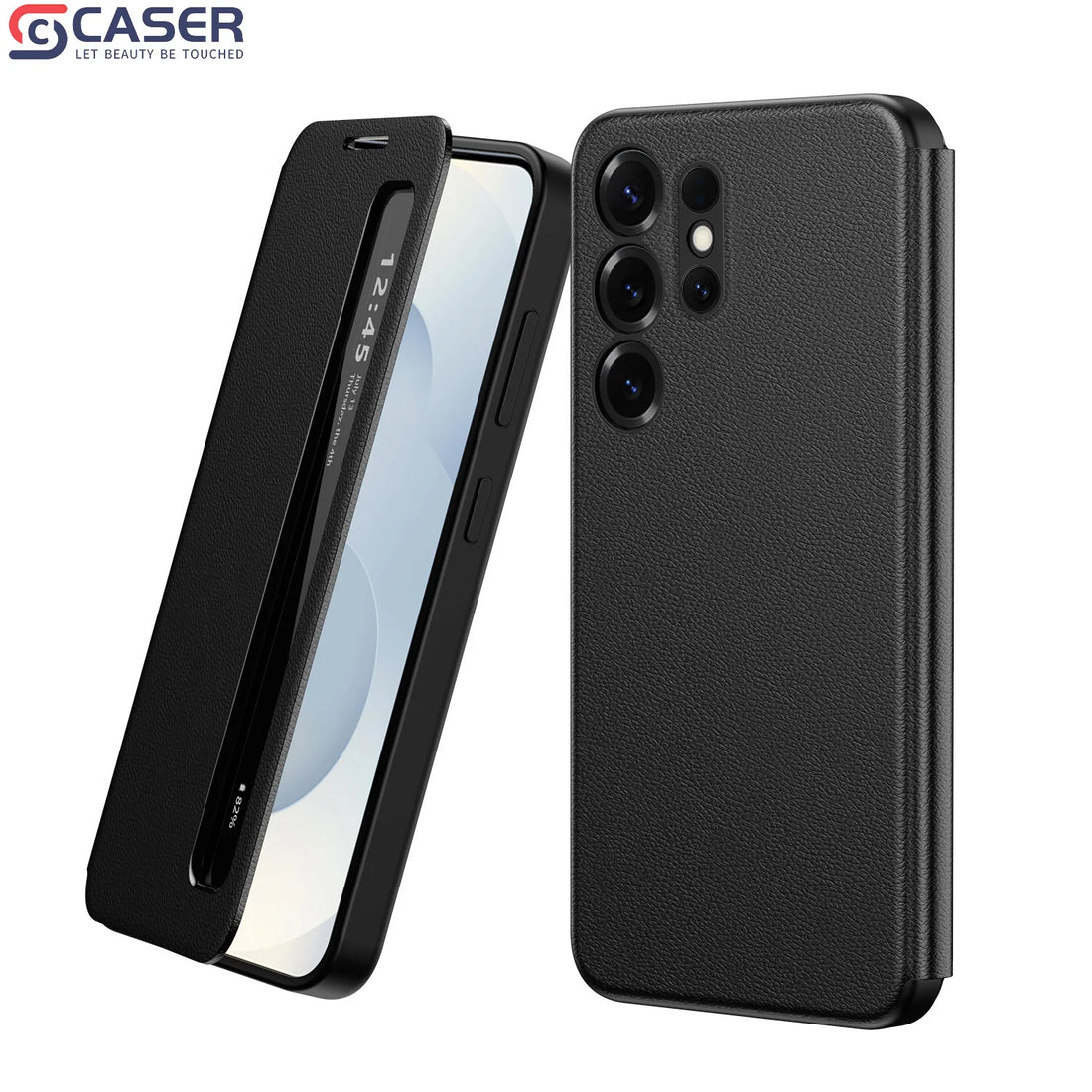 Smart Hibernation Side Window Drop-Proof Magnetic Screen Cover No Flip Answering Calls Leather Case for Samsung