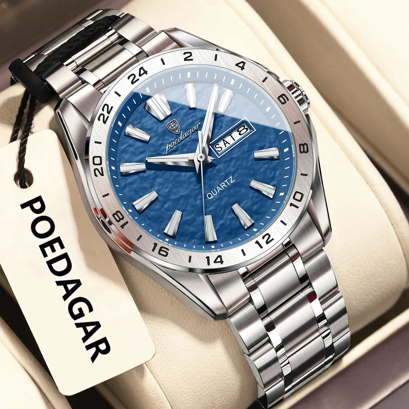 Poedagar Men's Dual Calendar Luminous Watch