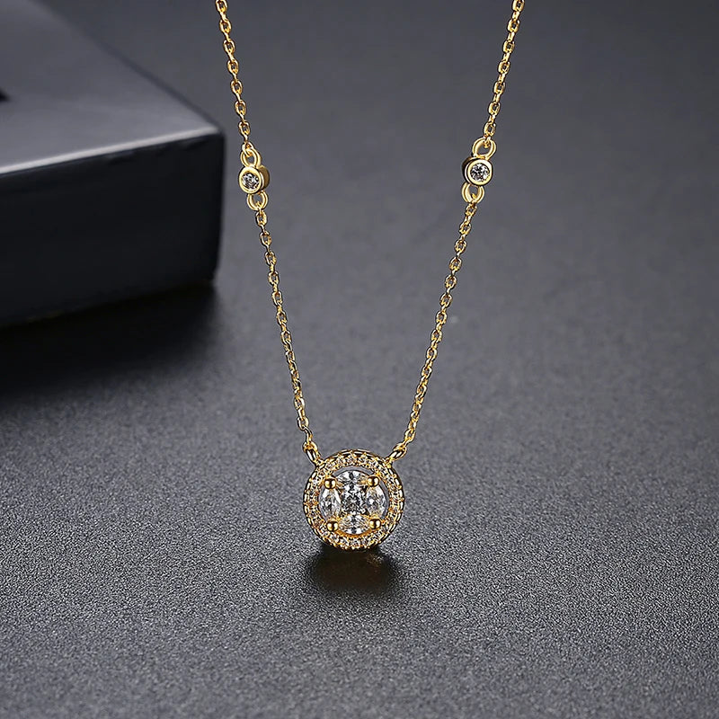 LUOTEEMI Gold-Plated Cubic Zircon Necklace