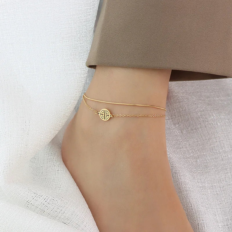 Titanium Steel Anklet - Waterproof & Stylish