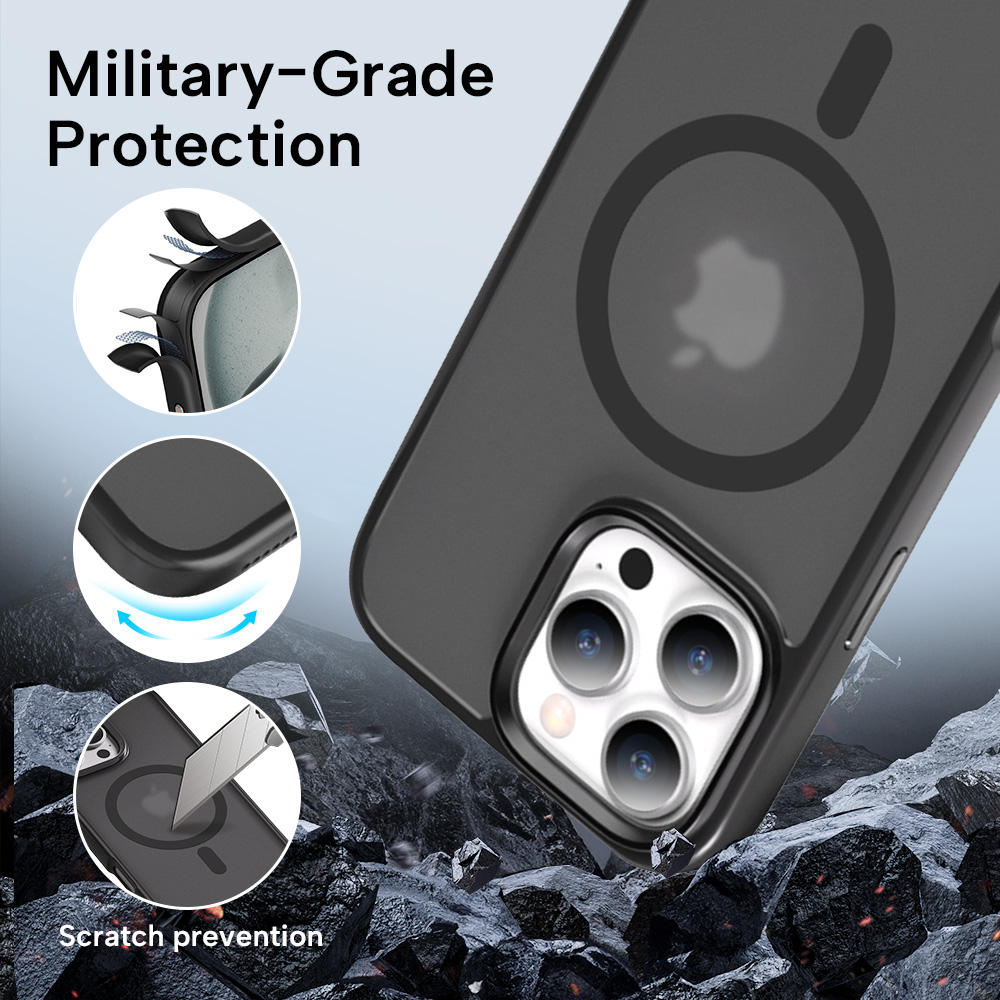 Matte Magnetic Hard Shell Case for iPhone – Anti-Fingerprint Shockproof Protective Cover