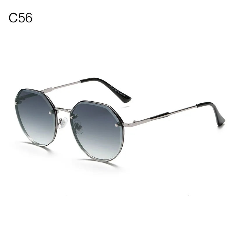 New Style Fashion Sun Protection Gradient Sunglasses Metal Frame Ins Cross Border Design