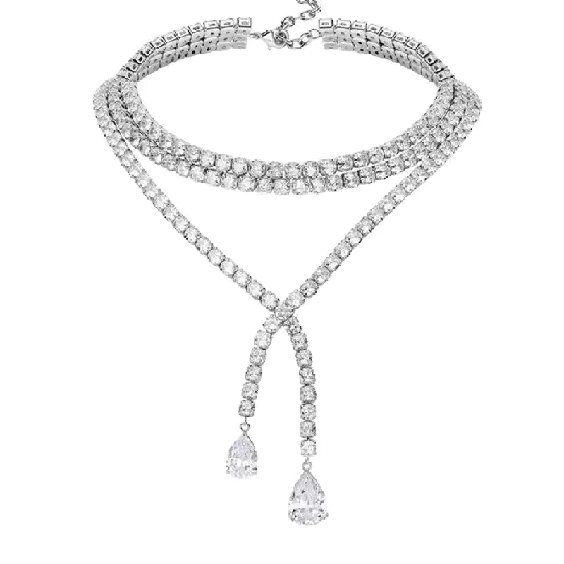 Elegant Diamond Cross Pendant Zircon Jewelry Set
