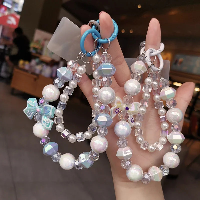 Handmade Beaded Mobile Lanyard with Bow Knot