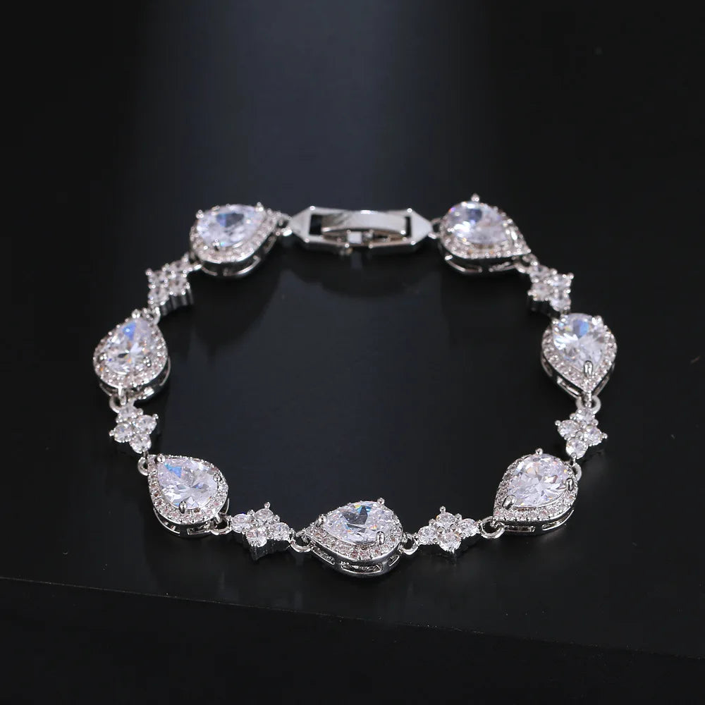 Elegant Teardrop Zircon Bracelets for Ladies