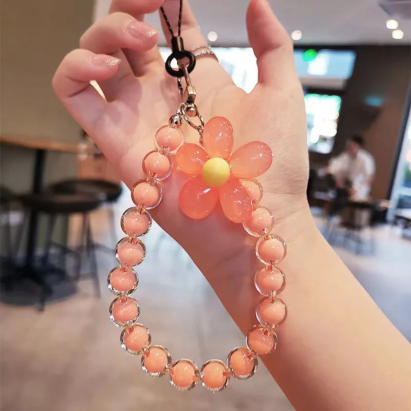 Candy Color Bead Flower Phone Chain
