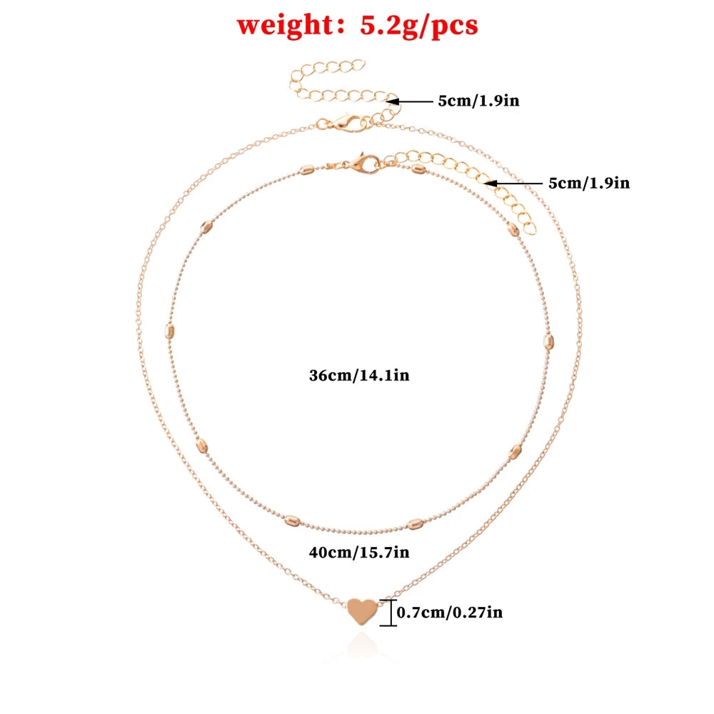Heart Minimalist Layered Necklace for Women