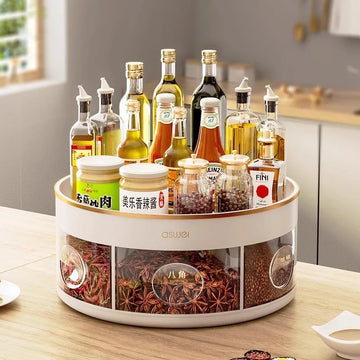 Kitchen Storage Rack, Storage Box, Rotating Seasoning Rack,