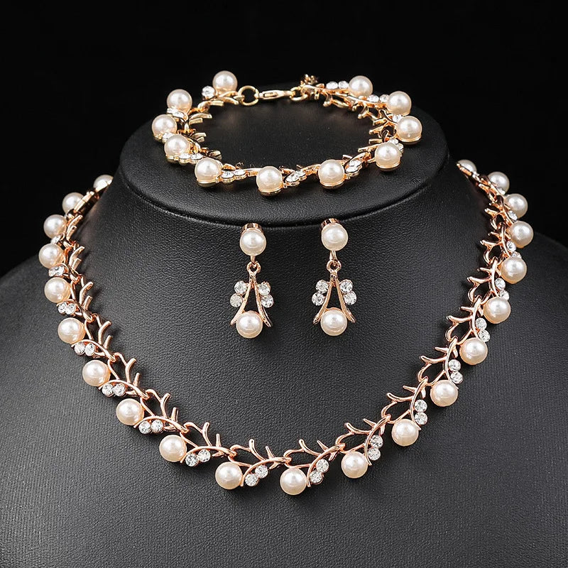 Elegant Korean Bridal Pearl Jewelry Set