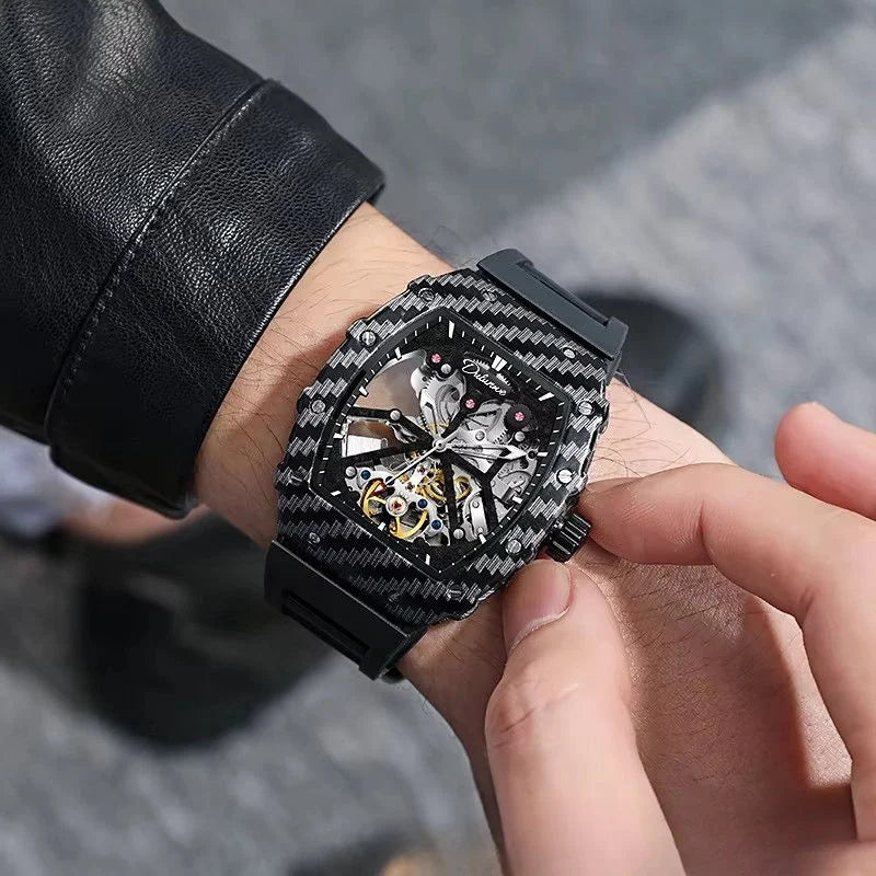Dulunwe Men's Tourbillon Skeleton Watch