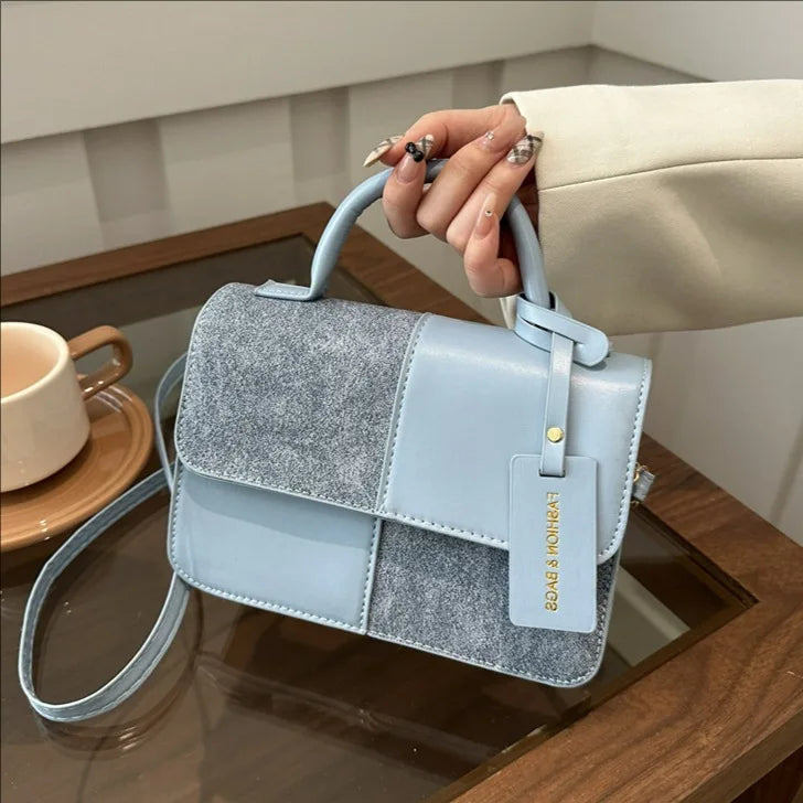 Women's Splicing Color Portable Small Square Shoulder Crossbody Bag