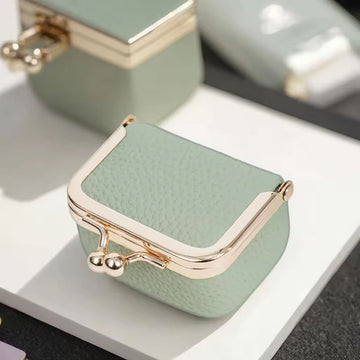 Elegant Small Jewelry Container – Mini Gold Leather Bag for Women’s Rings, Earrings, and Coins