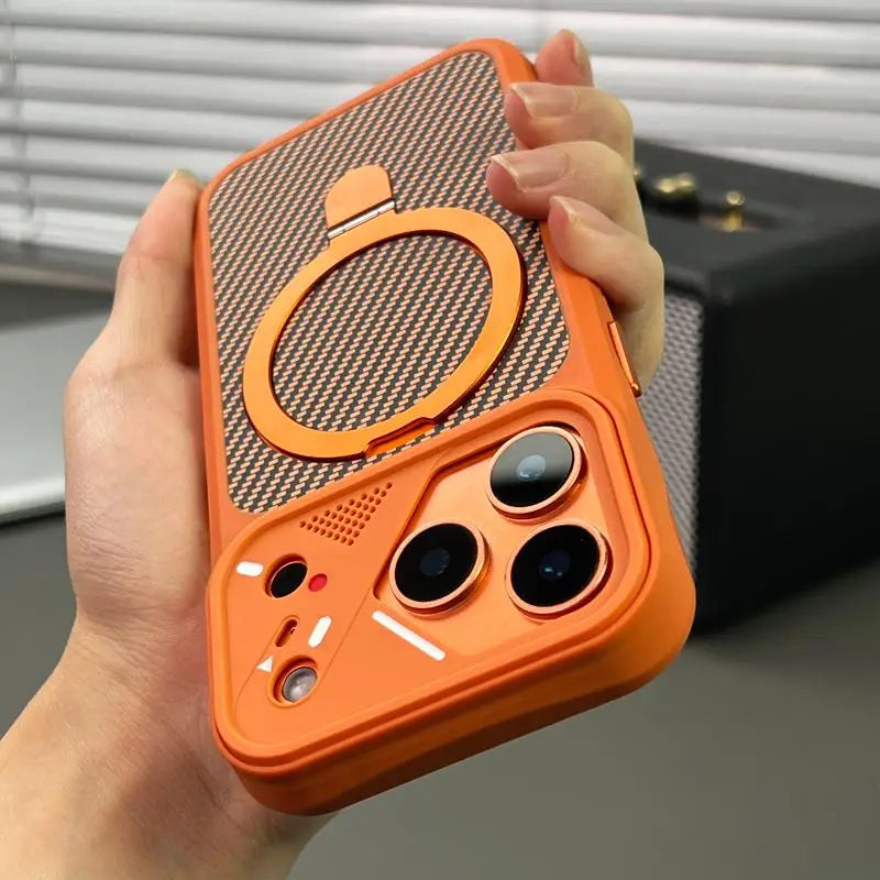 New Matte Carbon Fiber Textured Backplate Magnetic Phone Case