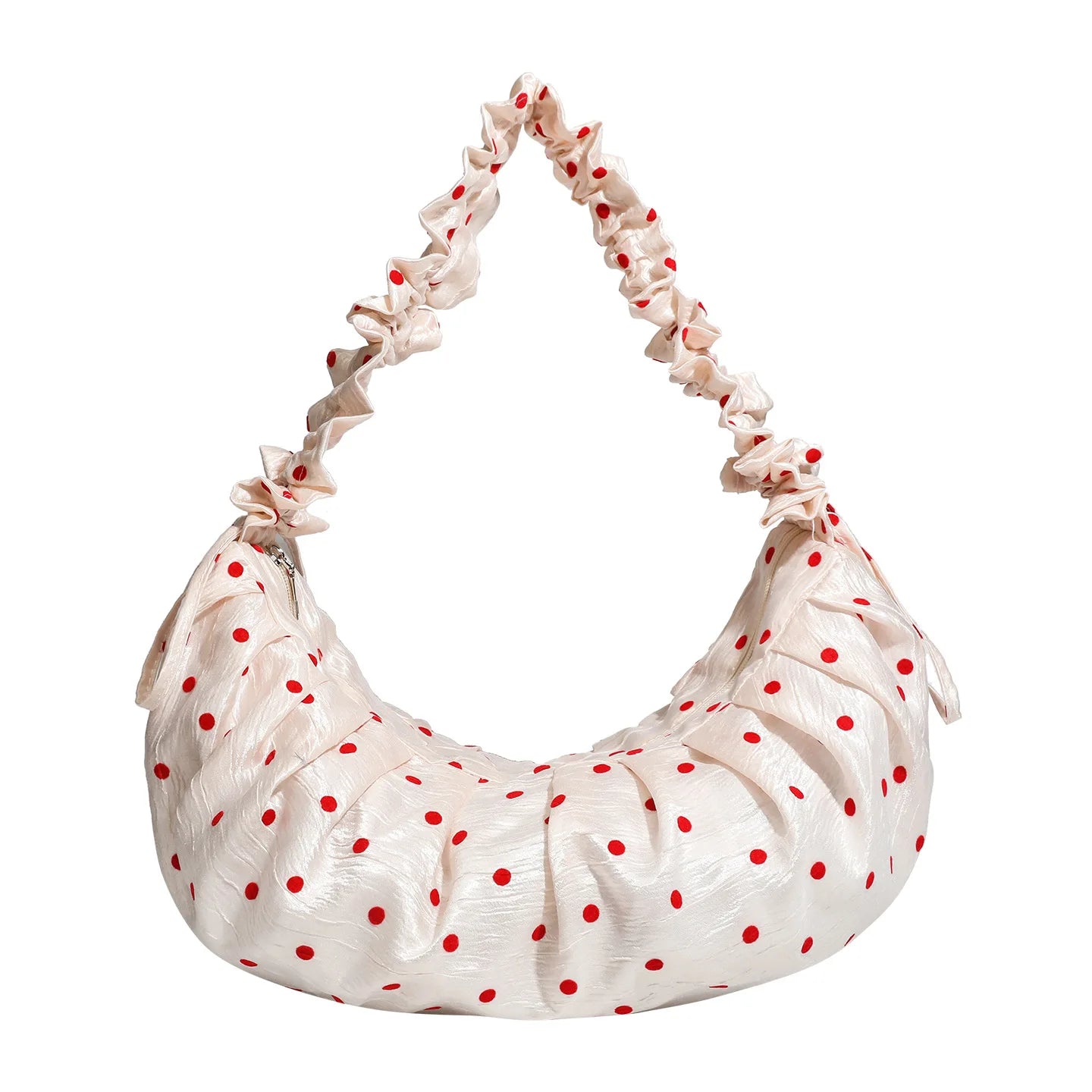 New Style Spring Summer Ruffle Polka Dot Dumpling Bag Drawstring