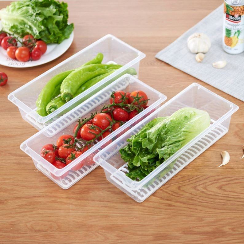 Transparent Kitchen Storage Box – Rectangular Sealed Plastic Container for Refrigerator & Drain Storage