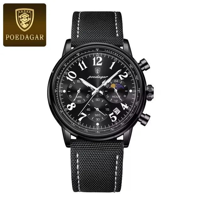 Luxury Silver Blue Quartz Chronograph Watch for Men