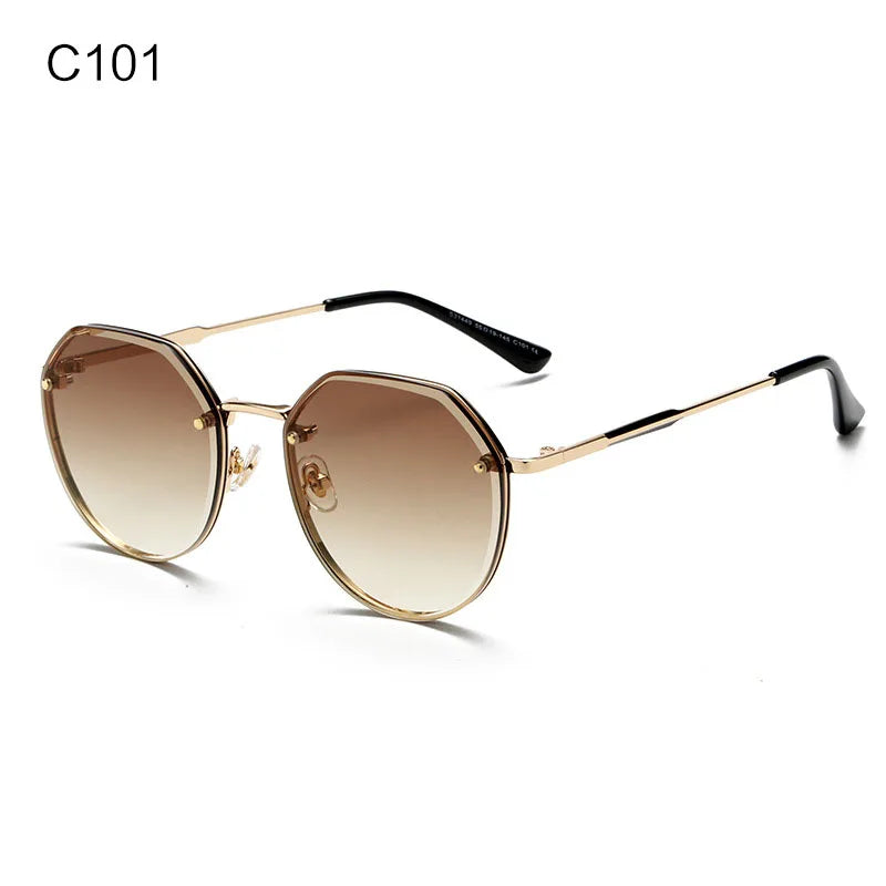 New Style Fashion Sun Protection Gradient Sunglasses Metal Frame Ins Cross Border Design