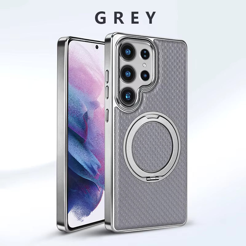 Luxury PU Leather Samsung Case – Magnetic, Shockproof, 360° Ring Stand