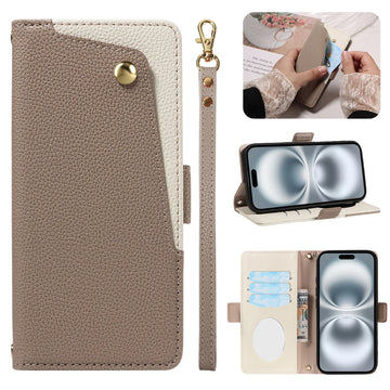 Luxury PU Leather Phone Case with Mirror for  iPhone