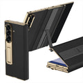 Electroplated Leather Golden Sides Back Cover with Stand Holder Phone