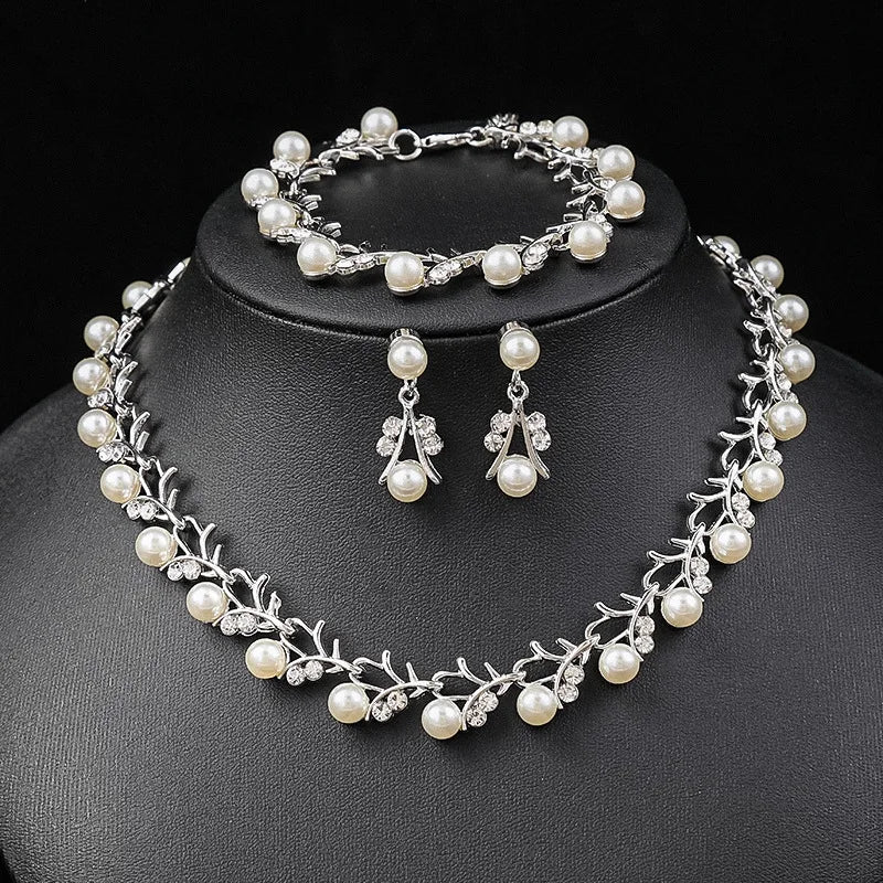 Elegant Korean Bridal Pearl Jewelry Set