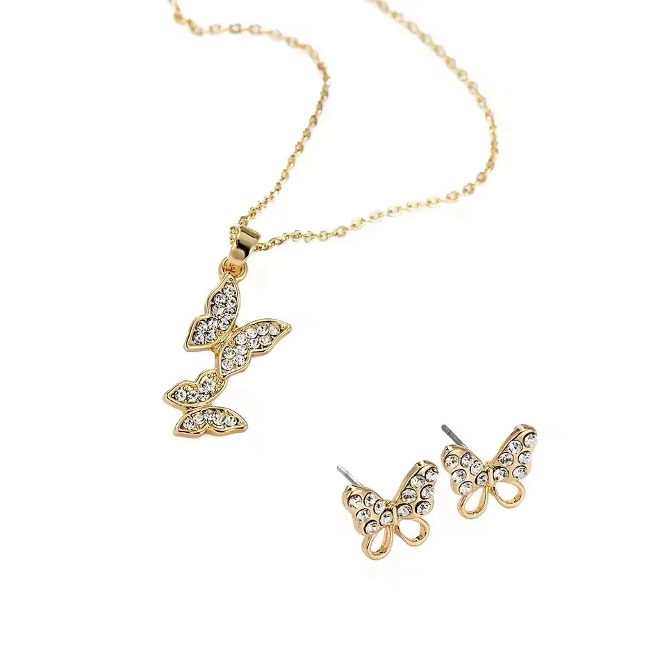 Elegant 14k Gold Butterfly Jewelry Set