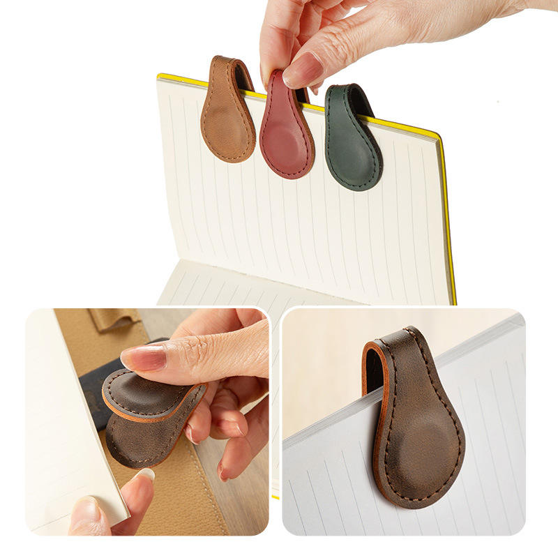 LeatherMark Premium Magnetic Bookmark – Genuine Cowhide Clip Bookmark