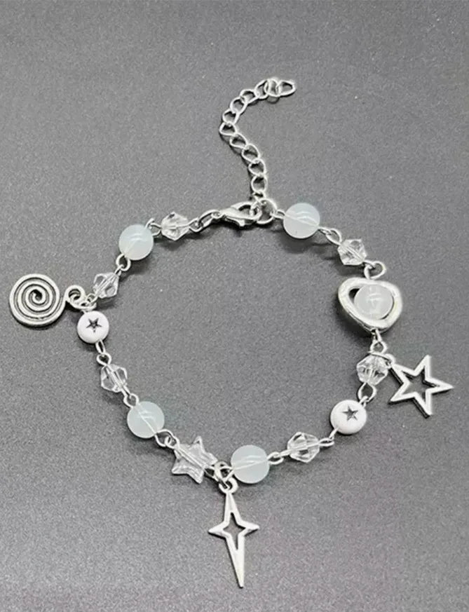 Charming Butterfly Heart Bracelet - Sweet Y2K Jewelry
