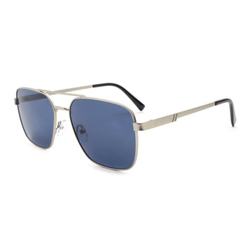 Fashion Sunglasses with Silver Grey Metal Frame Square Blue Lens UV