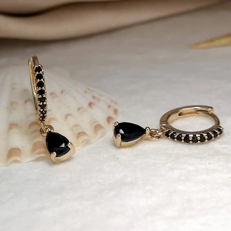 Luxury Gold-Plated Zircon Water Drop Earrings Set