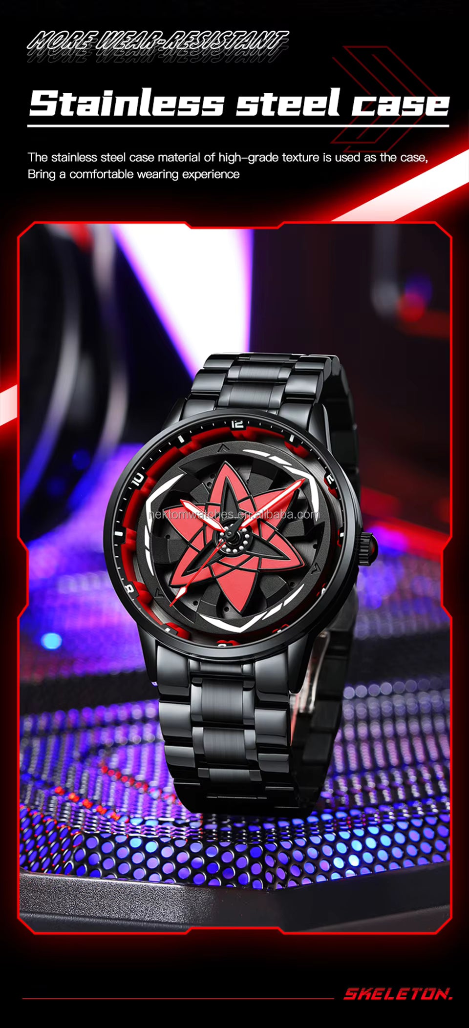 Uchiha  Sharingan Watch – 360° Rotating Anime Quartz Timepiece