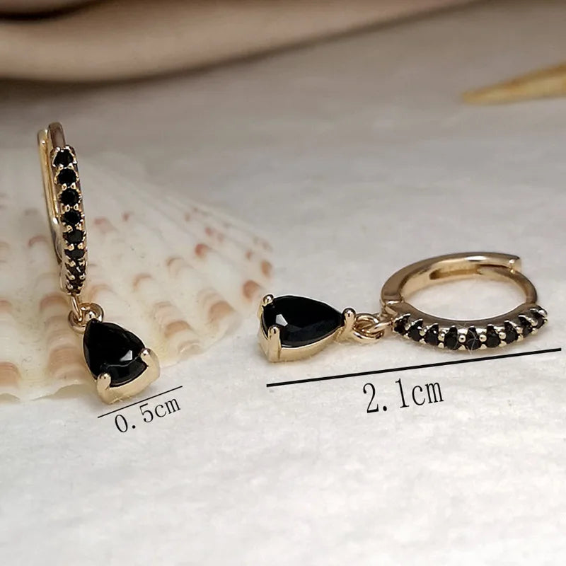 Luxury Gold-Plated Zircon Water Drop Earrings Set