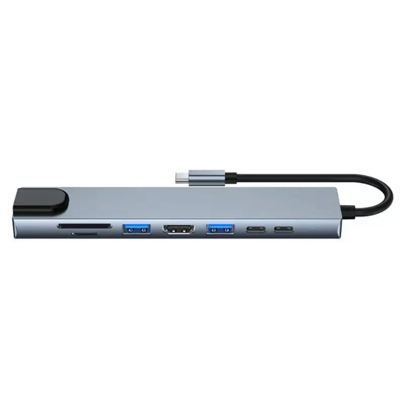8 in 1 Type-C Hub with RJ45 LAN USB-C to HDTV SD/TF USB 3.0 & PD