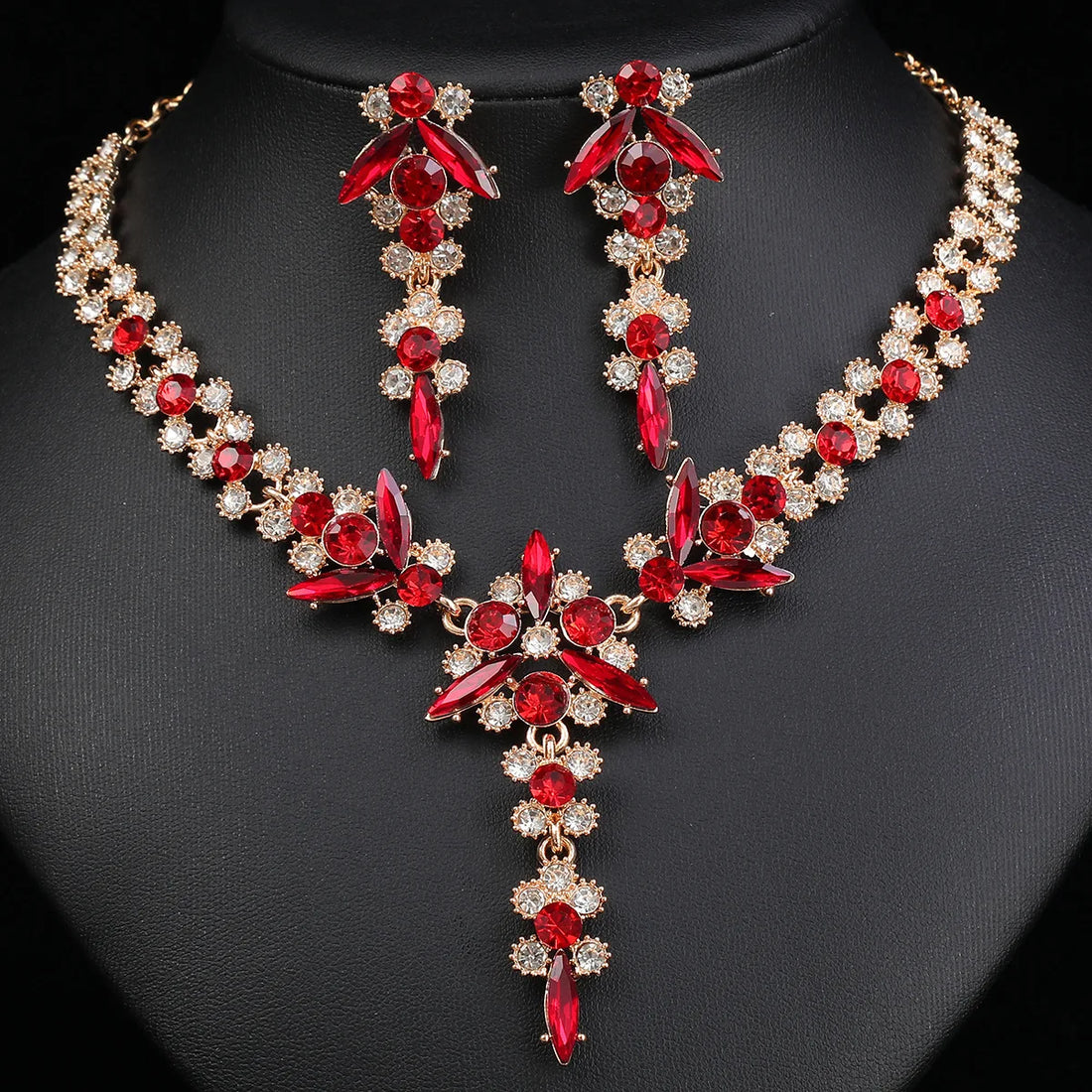 Crystal Bridal Jewelry Set - Necklace & Earrings
