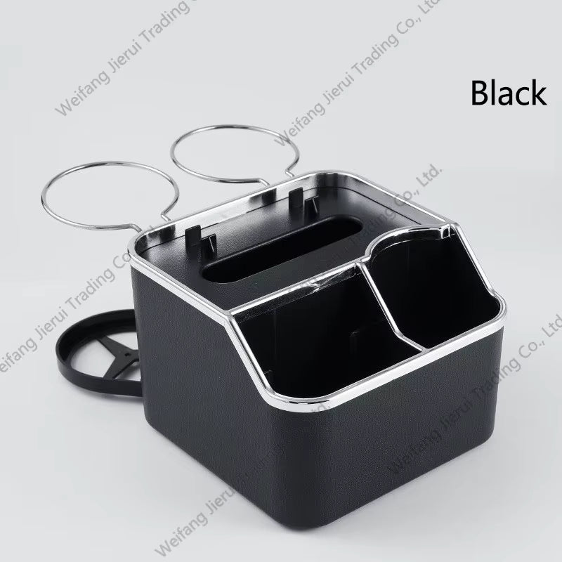 Multifunctional Universal Car Storage Box with Armrest, Tissue Box, and Cup Holder for Center Console Organization