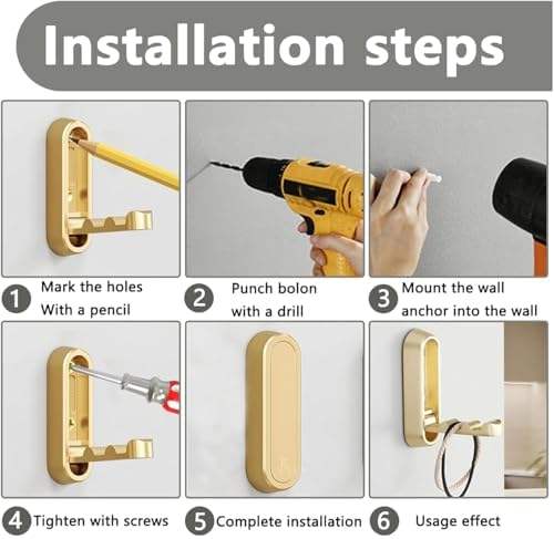 Foldable Wall Mount Hooks – Premium Gold Zinc Alloy Hanger Rail for Home Storage