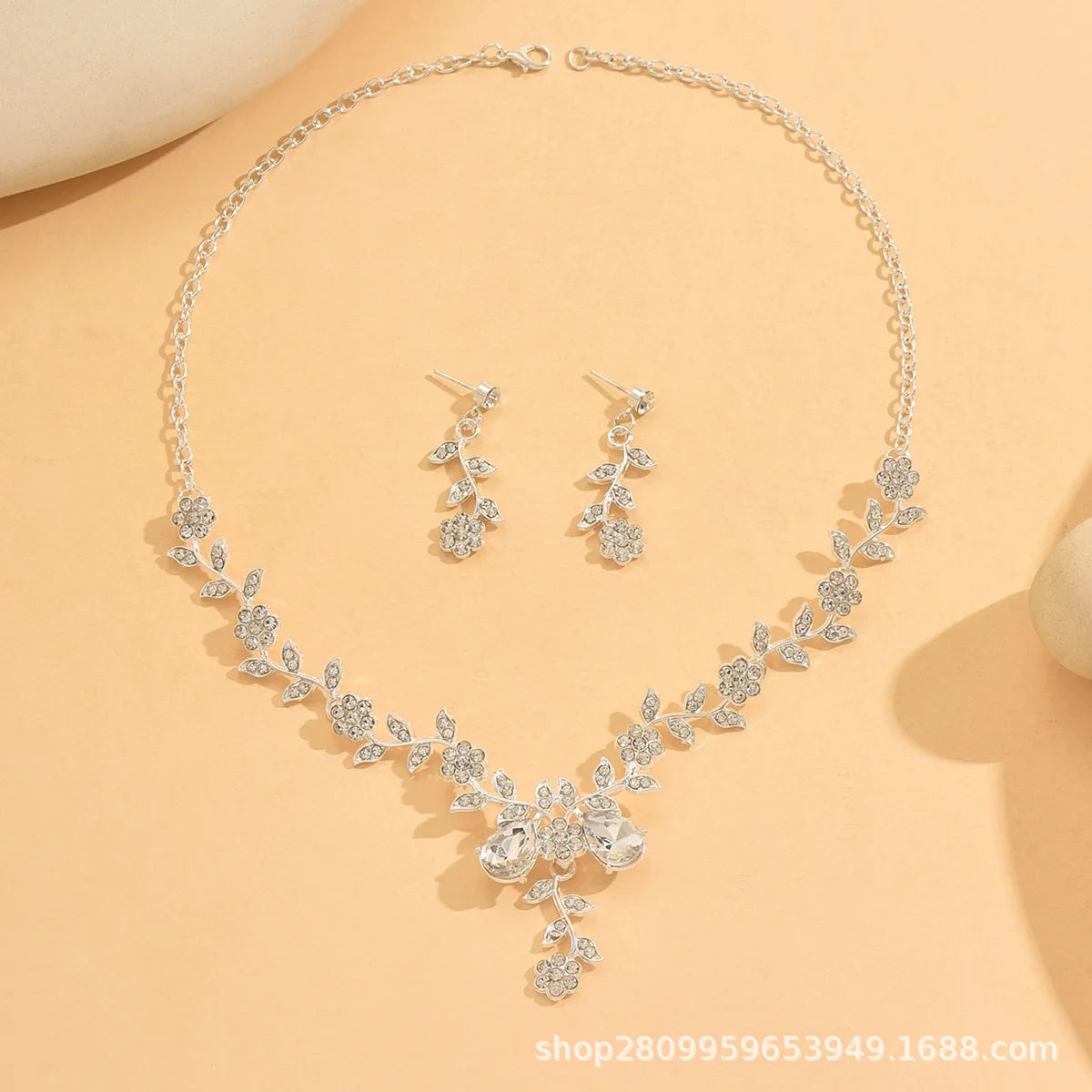 Gold Plated Punk Wedding Necklace & Earrings Set