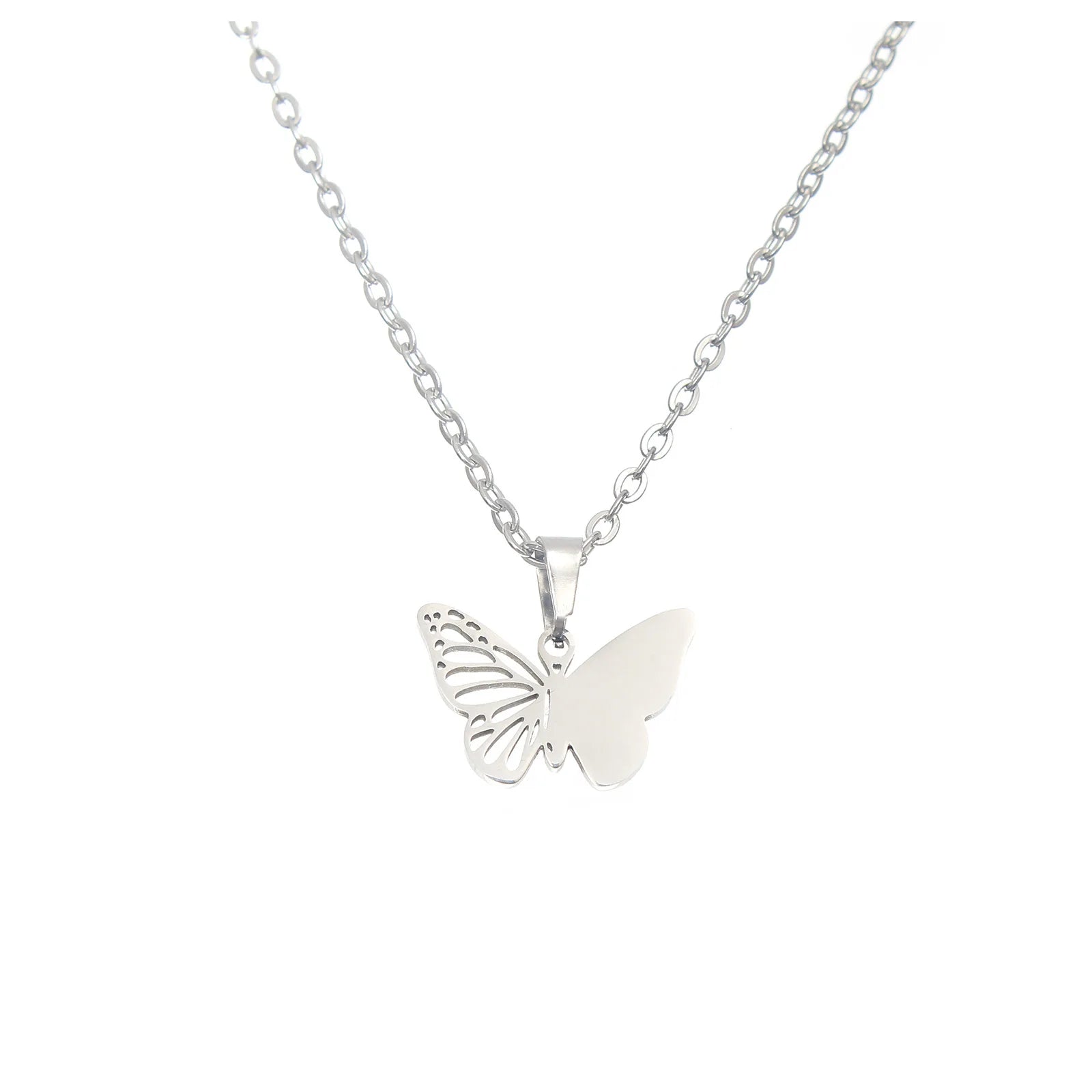 Hollow Butterfly Necklace - Gold & Silver
