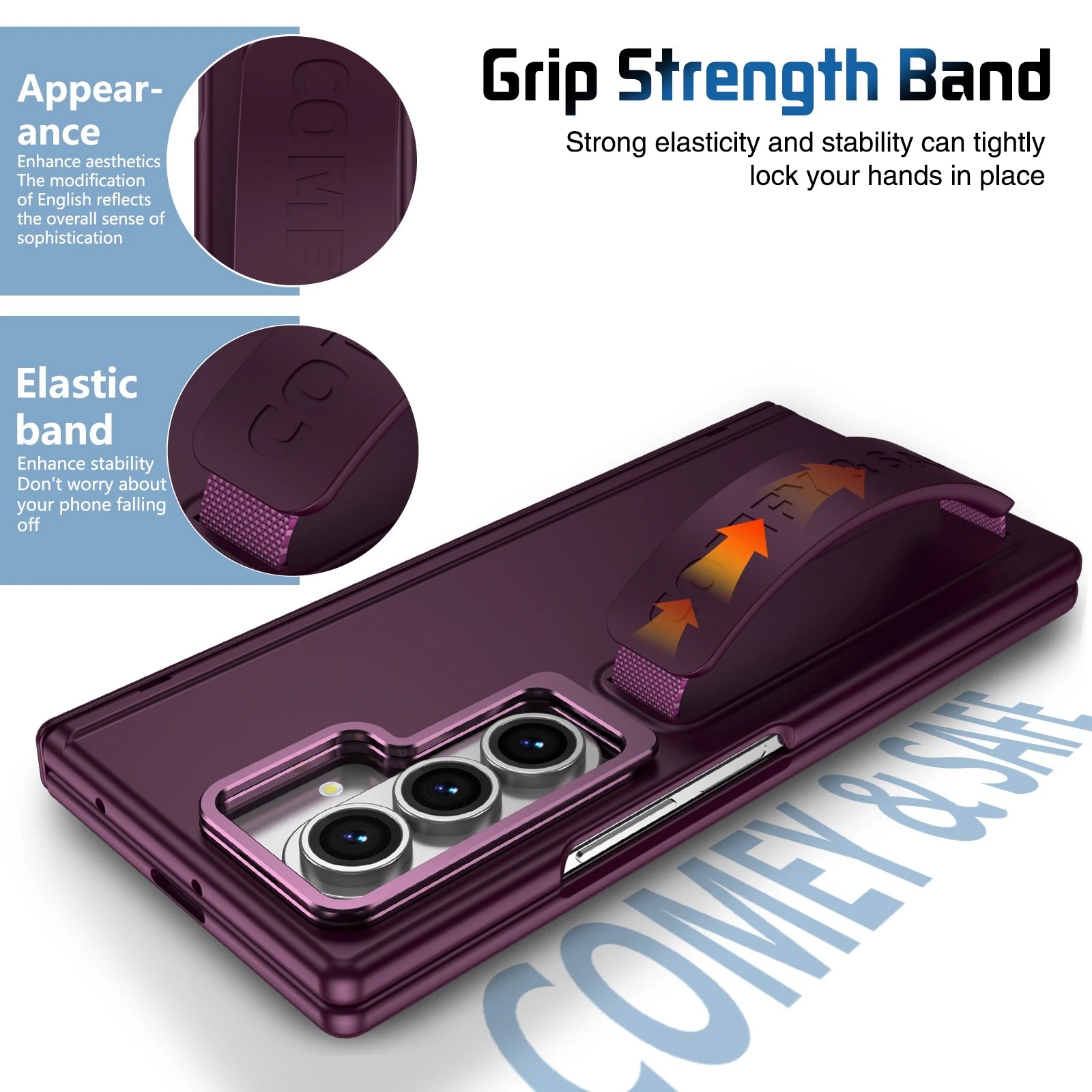 Phone Case Kickstand Lens Protection Silicone Wrist Strap Screen Protector