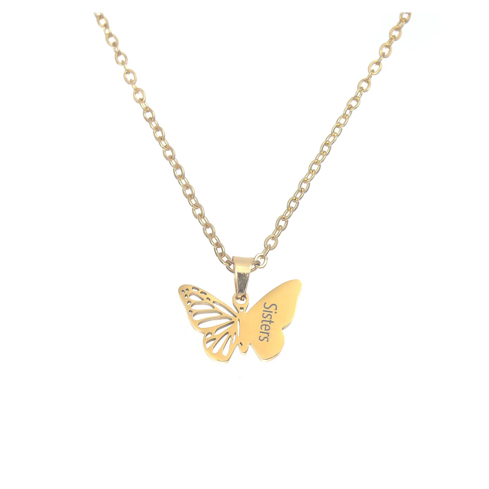 Hollow Butterfly Necklace - Gold & Silver
