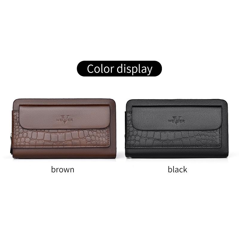 Men’s Minimalist PU Leather Wristlet Clutch Bag – Lightweight Business Handbag
