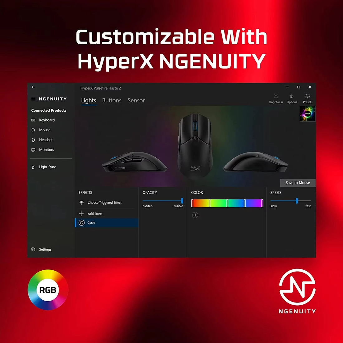 HyperX Pulsefire Haste 2 RGB Wired Gaming Mouse 8000Mhz