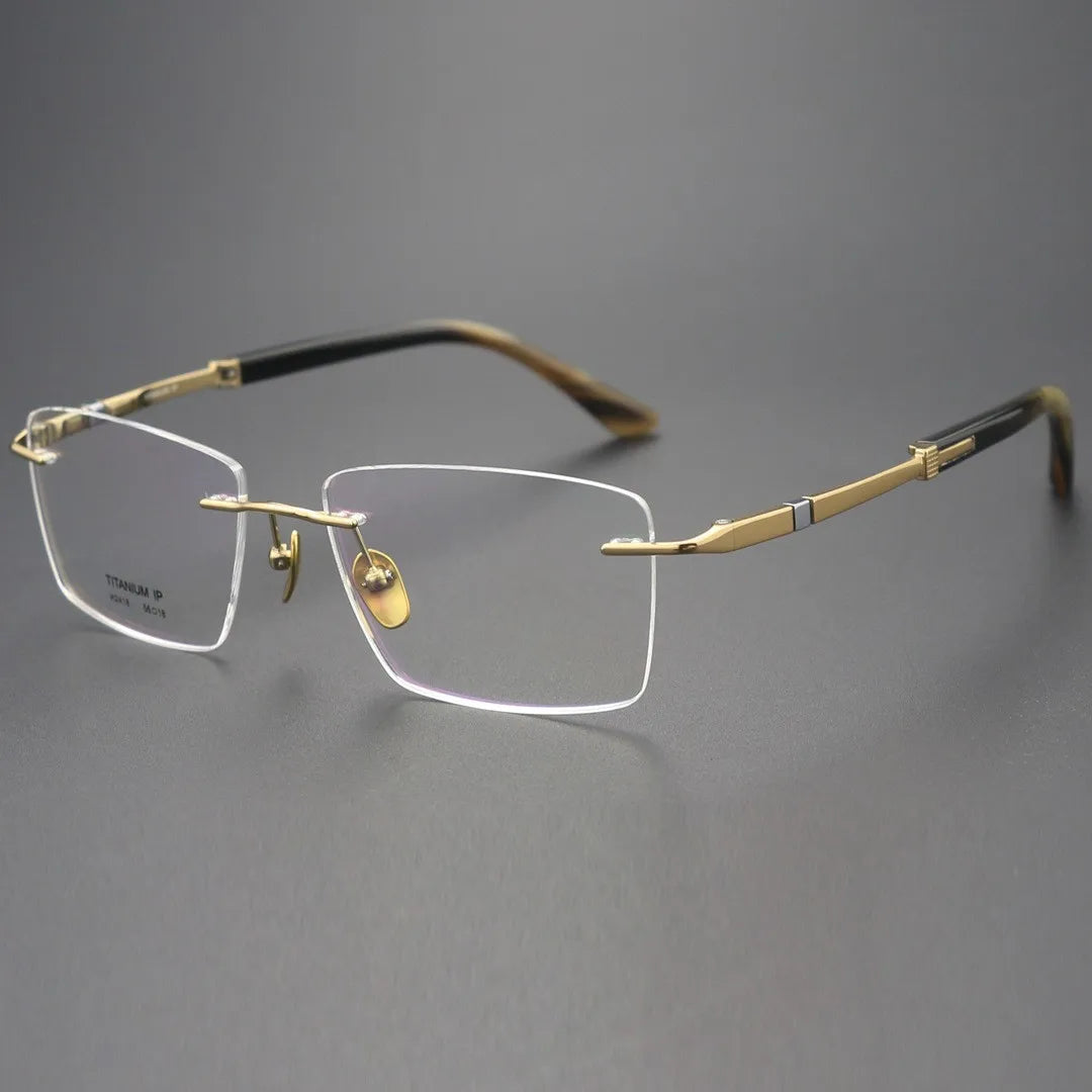 Luxury Gray Rimless Glasses with Titanium
