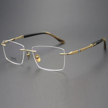 Luxury Gray Rimless Glasses with Titanium