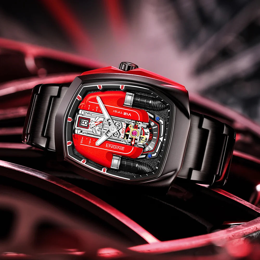 Drop Shipping Super Luxury V12 Engine Watch Man Watches Quartz Movement Waterproof Quartz for Man Watch