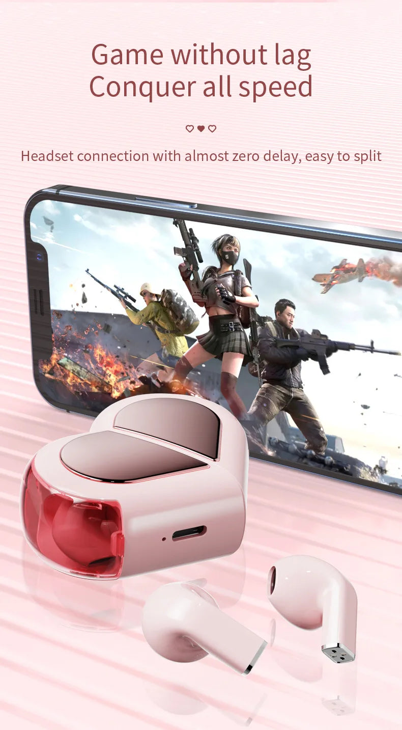 K520 Heart-Shaped Wireless Gaming Earbuds