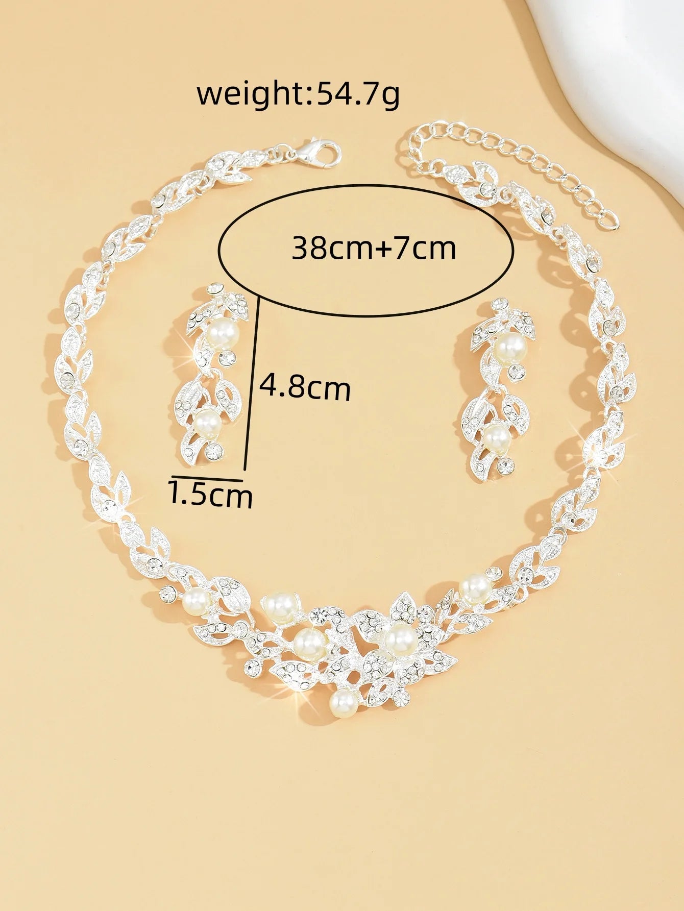 Exquisite Pearl & Rhinestone Bridal Jewelry Set