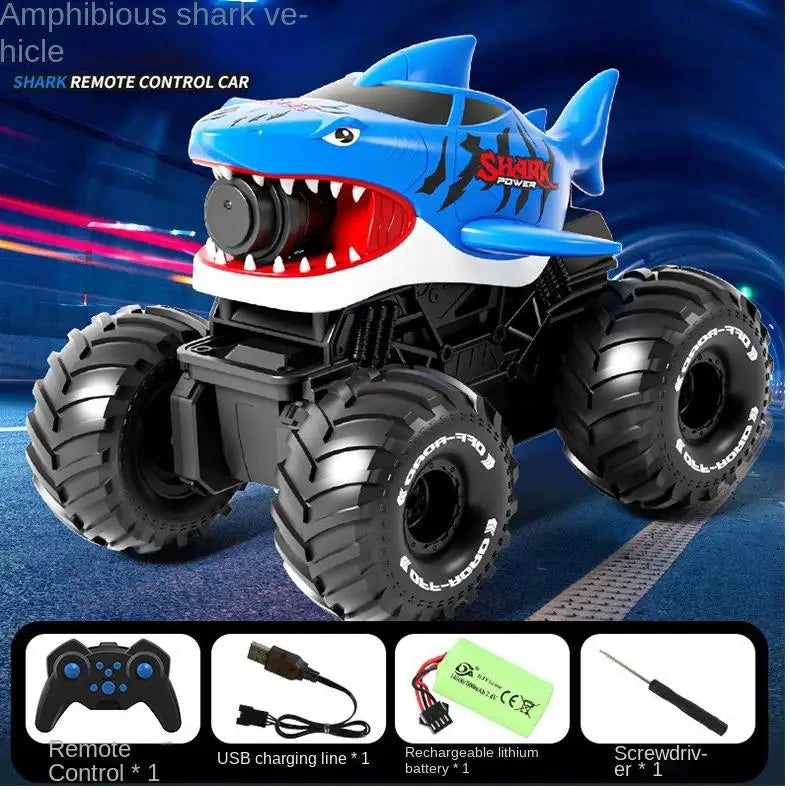 AiJH 2.4G Waterproof Remote Control Shark Car With Water Gun
