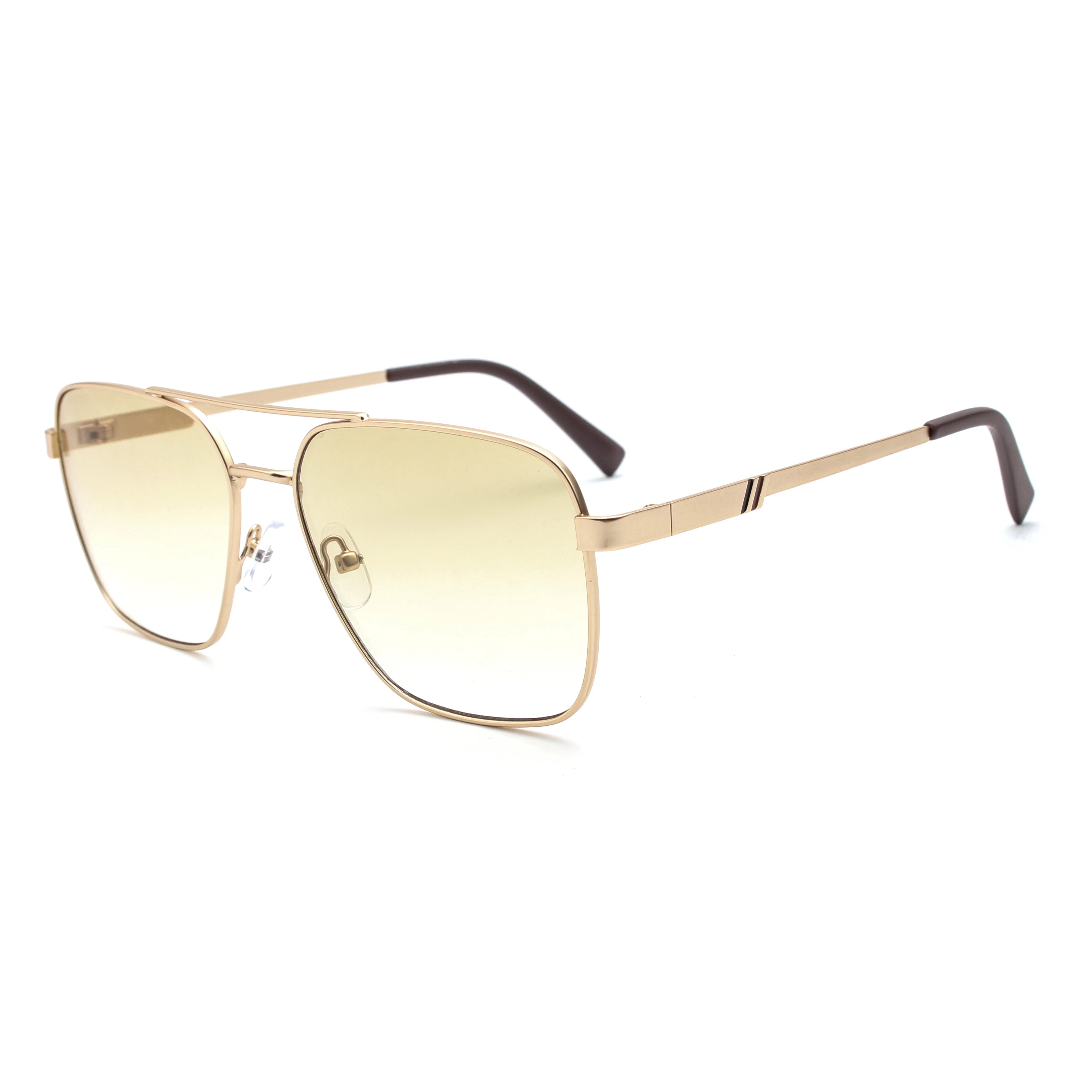 Fashion Sunglasses with Silver Grey Metal Frame Square Blue Lens UV