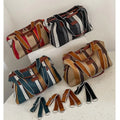 HANFEIZI Women Colorful Stripe Travel Overnight Crossbody Bag